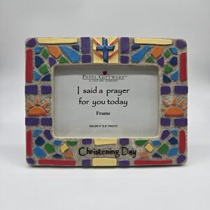 Papel Giftware Christening Day Colorful Mosaic Style Resin Photo Frame 4x6